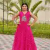 Ram 128 Pink| Faux Georgette Thread Work Gown Embroidery Work & Lace Work. Special Price ₹1749. Delivery 4-6 Working Days. Shop now. | Gowns, Bollywood Gowns, Creative Gowns, Designer Gowns, Embroidered Gowns, Party Wear Gowns