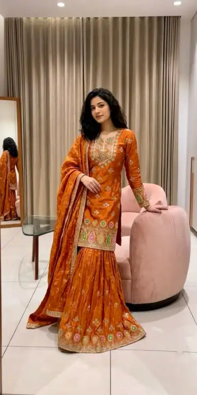 WW 1276 Rust Pure Endy Silk Salwar Suit with Embroidery Work & Sequins Work. Exclusive Offer ₹2399. Delivery 4-6 Working Days. Shop now. | Jump Suits, Salwar suit, Designer Suits, Casual Suits, Creative suits, Palazzo Suits, Party Wear Suits, Patiala Suits, Straight Suits