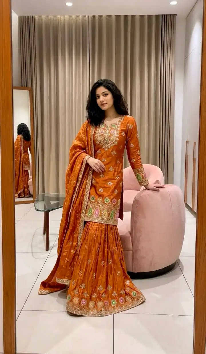 WW 1276 Rust Pure Endy Silk Salwar Suit with Embroidery Work & Sequins Work. Exclusive Offer ₹2399. Delivery 4-6 Working Days. Shop now. | Jump Suits, Salwar suit, Designer Suits, Casual Suits, Creative suits, Palazzo Suits, Party Wear Suits, Patiala Suits, Straight Suits