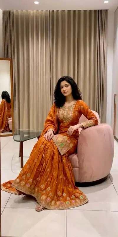 WW 1276 Rust Pure Endy Silk Salwar Suit with Embroidery Work & Sequins Work. Exclusive Offer ₹2399. Delivery 4-6 Working Days. Shop now. | Jump Suits, Salwar suit, Designer Suits, Casual Suits, Creative suits, Palazzo Suits, Party Wear Suits, Patiala Suits, Straight Suits