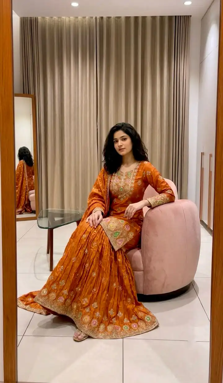 WW 1276 Rust Pure Endy Silk Salwar Suit with Embroidery Work & Sequins Work. Exclusive Offer ₹2399. Delivery 4-6 Working Days. Shop now. | Jump Suits, Salwar suit, Designer Suits, Casual Suits, Creative suits, Palazzo Suits, Party Wear Suits, Patiala Suits, Straight Suits