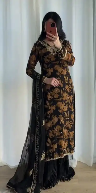 SRK 5366 Black l Faux Georgette Salwar Suit with Mirror Work & Embroidery Work. Get it for ₹2349. Delivery 4-6 Working Days. Shop now. | Jump Suits, Salwar suit, Designer Suits, Casual Suits, Creative suits, Palazzo Suits, Party Wear Suits, Patiala Suits, Straight Suits