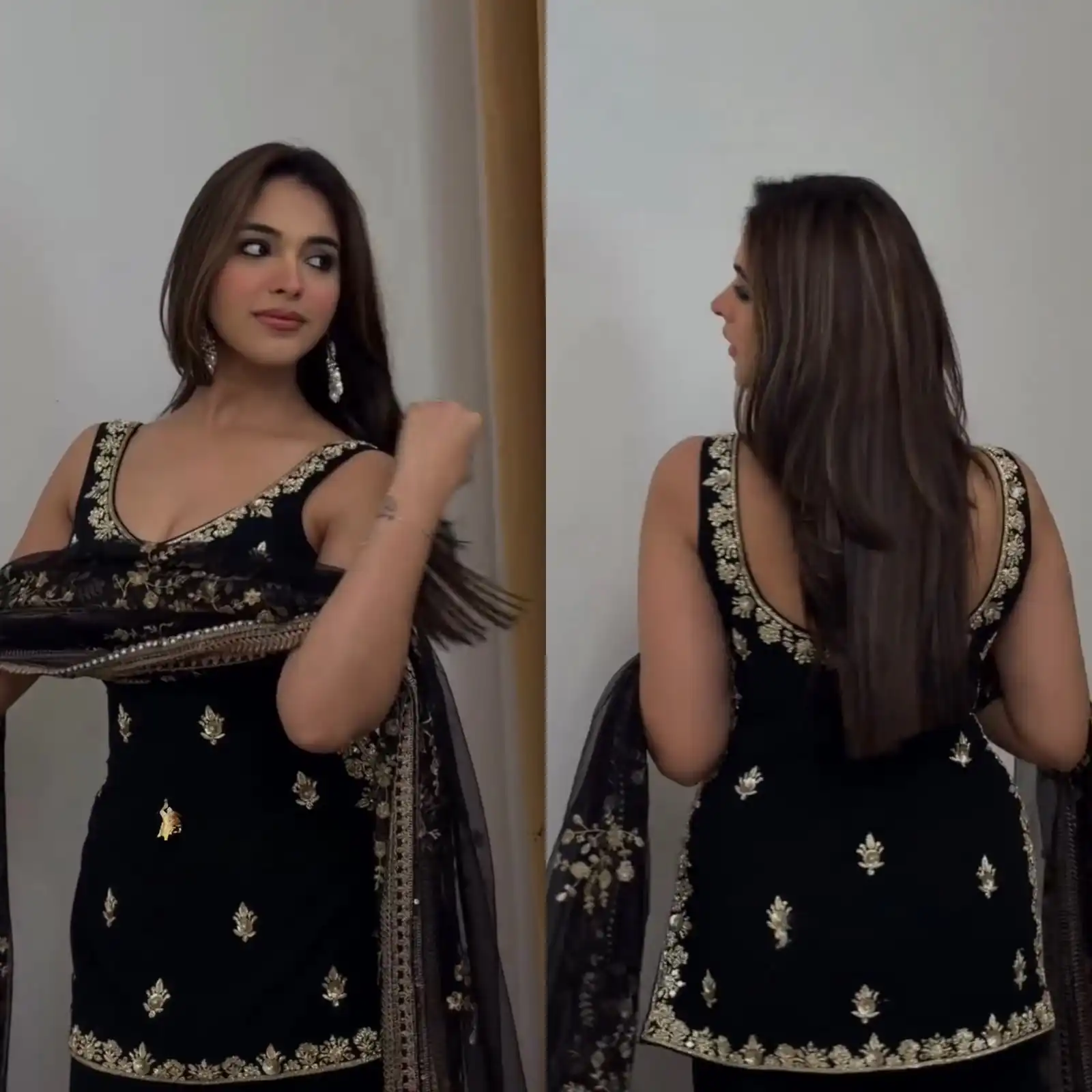 KD 1594 Black Faux Georgette Salwar Suit with Mirror Work & Embroidery Work. Get it for ₹2349. Delivery 4-6 Working Days. Shop now. | Jump Suits, Salwar suit, Designer Suits, Casual Suits, Creative suits, Palazzo Suits, Party Wear Suits, Patiala Suits, Straight Suits