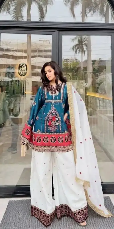 SKF 1731 Blue Color Natural Crep Salwar Suit with Embroidery Work. Wedding, Party, Festive, Best Price ₹2149. Delivery 4-6 Working Days. Shop now. | Jump Suits, Salwar suit, Designer Suits, Casual Suits, Creative suits, Palazzo Suits, Party Wear Suits, Patiala Suits, Straight Suits