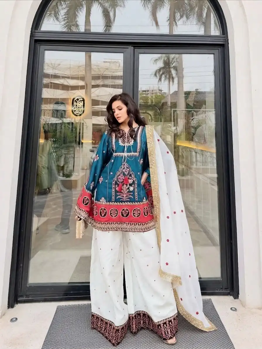 SKF 1731 Blue Color Natural Crep Salwar Suit with Embroidery Work. Wedding, Party, Festive, Best Price ₹2149. Delivery 4-6 Working Days. Shop now. | Jump Suits, Salwar suit, Designer Suits, Casual Suits, Creative suits, Palazzo Suits, Party Wear Suits, Patiala Suits, Straight Suits