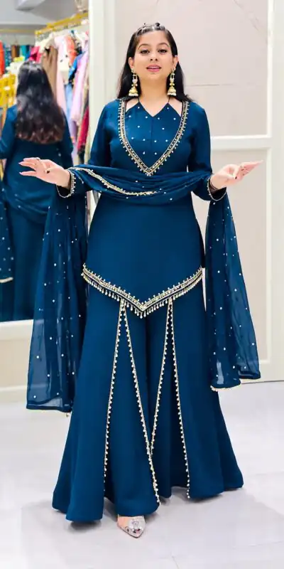 JF 054 Blue Color Roman Silk Salwar Suit with Embroidery Work. Available at ₹2399 only. Delivery 4-6 Working Days. Shop now. | Jump Suits, Salwar suit, Designer Suits, Casual Suits, Creative suits, Palazzo Suits, Party Wear Suits, Patiala Suits, Straight Suits