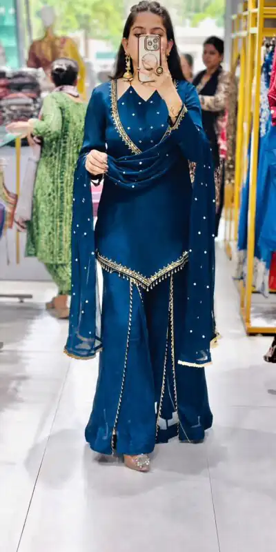 JF 054 Blue Color Roman Silk Salwar Suit with Embroidery Work. Available at ₹2399 only. Delivery 4-6 Working Days. Shop now. | Jump Suits, Salwar suit, Designer Suits, Casual Suits, Creative suits, Palazzo Suits, Party Wear Suits, Patiala Suits, Straight Suits