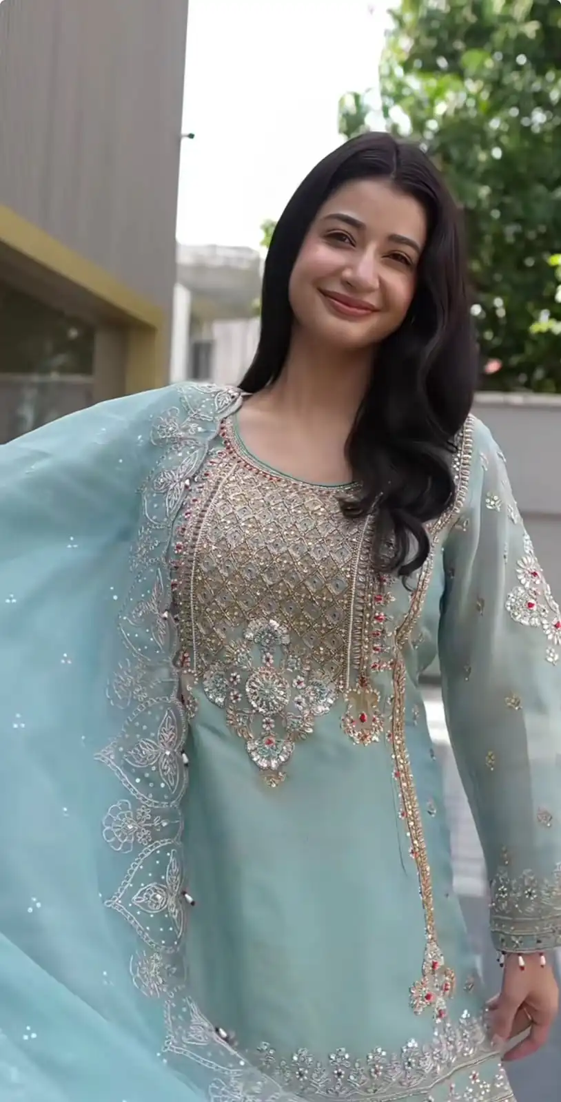 NSR 904 Dusty Blue Faux Georgette Salwar Suit with Mirror Work & Embroidery Work. Get it for ₹2399. Delivery 4-6 Working Days. Shop now. | Jump Suits, Salwar suit, Designer Suits, Casual Suits, Creative suits, Palazzo Suits, Party Wear Suits, Patiala Suits, Straight Suits
