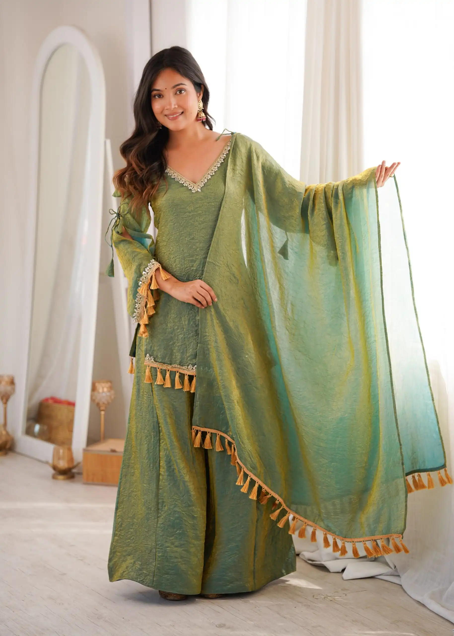 SRK 5357 Green Doremon Crush Salwar Suit Perfect for Wedding, Party, Traditional Day, Baisakhi, Karwa Chauth – . Exclusive Offer ₹2099. Delive | Jump Suits, Salwar suit, Designer Suits, Casual Suits, Creative suits, Palazzo Suits, Party Wear Suits, Patiala Suits, Straight Suits