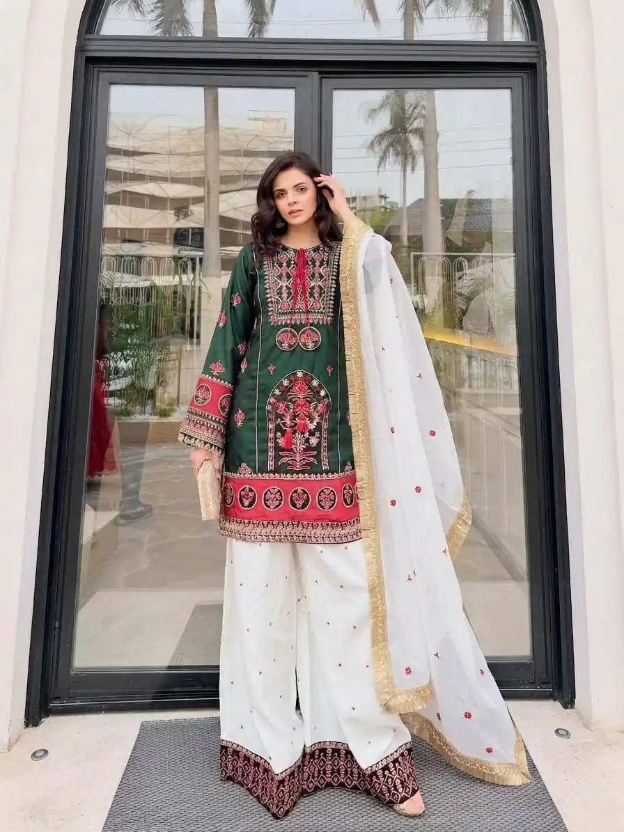 SKF 1731 Green Color Natural Crep Salwar Suit with Embroidery Work. Wedding, Party, Festive, Best Price ₹2149. Delivery 4-6 Working Days. Shop now. | Jump Suits, Salwar suit, Designer Suits, Casual Suits, Creative suits, Palazzo Suits, Party Wear Suits, Patiala Suits, Straight Suits