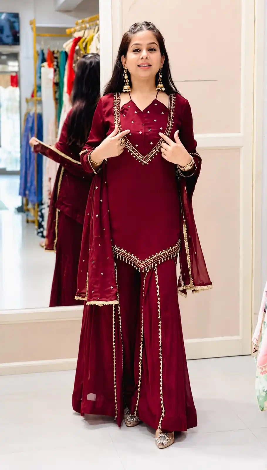 JF 054 Maroon Color Roman Silk Salwar Suit with Embroidery Work. Available at ₹2399 only. Delivery 4-6 Working Days. Shop now. | Jump Suits, Salwar suit, Designer Suits, Casual Suits, Creative suits, Palazzo Suits, Party Wear Suits, Patiala Suits, Straight Suits