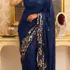 DF 3459 Navy Blue in Faux Georgette Zari Work & Embroidery Work Saree. Special Price ₹1899. Delivery 4-6 Working Days. Shop now. | Sarees, Bollywood Sarees, Creative Sarees, Designer Sarees, Embroidered Sarees, Ethnic Saree, Modern Digital sarees, Party Wear Sarees