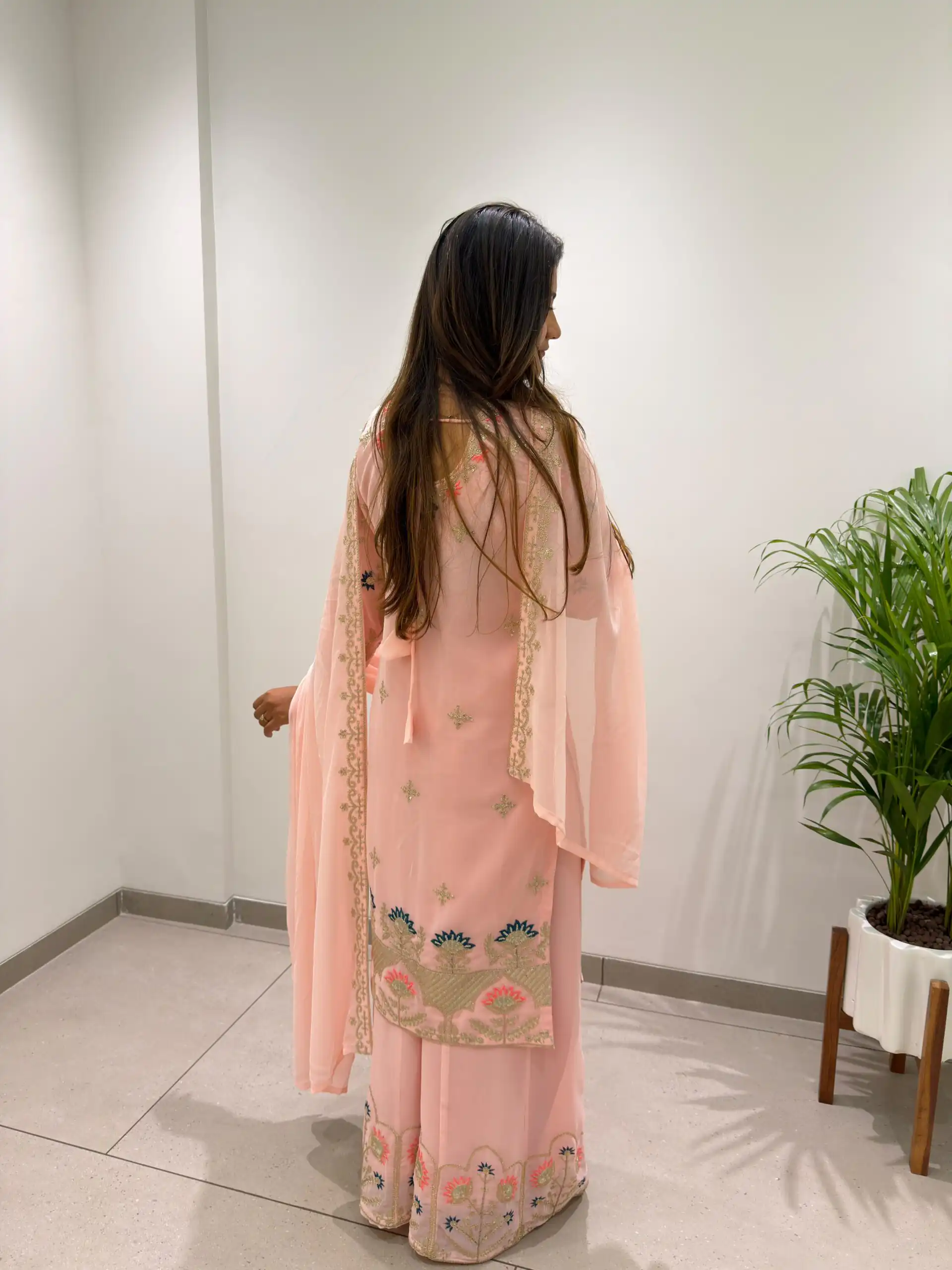 BE 486 Peach Faux Georgette Salwar Suit with Mirror Work & Embroidery Work. Get it for ₹2449. Delivery 4-6 Working Days. Shop now. | Jump Suits, Salwar suit, Designer Suits, Casual Suits, Creative suits, Palazzo Suits, Party Wear Suits, Patiala Suits, Straight Suits