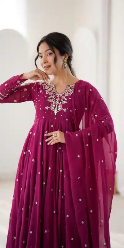 JF 056 Pink Faux Georgette Salwar Suit with Mirror Work & Embroidery Work. Get it for ₹2349. Delivery 4-6 Working Days. Shop now. | Jump Suits, Salwar suit, Designer Suits, Casual Suits, Creative suits, Palazzo Suits, Party Wear Suits, Patiala Suits, Straight Suits