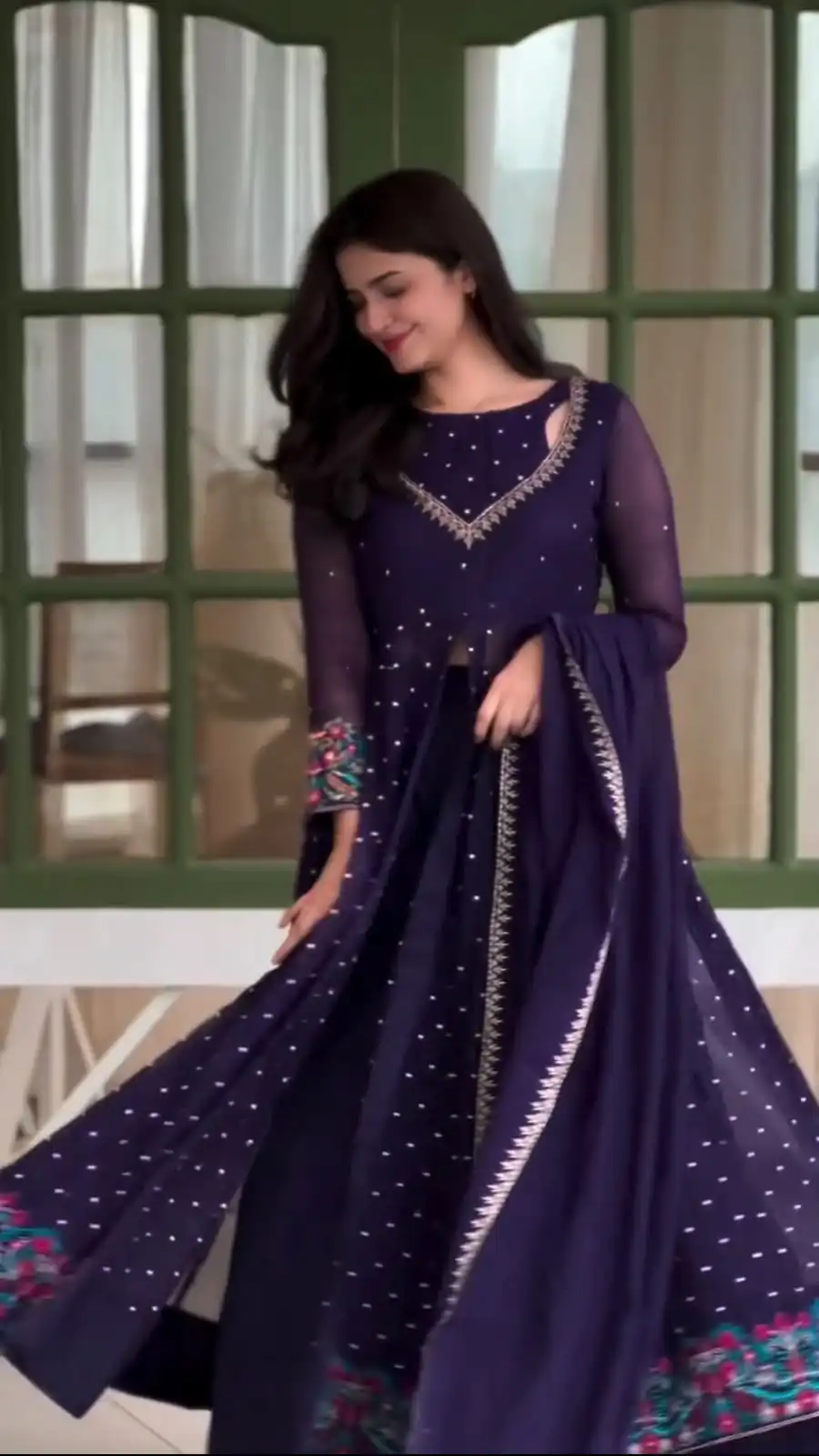 SR 1721 Purple l Faux Georgette Salwar Suit with Mirror Work & Embroidery Work. Get it for ₹2399. Delivery 4-6 Working Days. Shop now. | Jump Suits, Salwar suit, Designer Suits, Casual Suits, Creative suits, Palazzo Suits, Party Wear Suits, Patiala Suits, Straight Suits