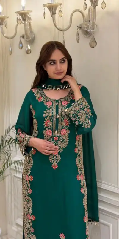 AD 240 Teal Faux Georgette Salwar Suit with Mirror Work & Embroidery Work. Get it for ₹2449. Delivery 4-6 Working Days. Shop now. | Jump Suits, Salwar suit, Designer Suits, Casual Suits, Creative suits, Palazzo Suits, Party Wear Suits, Patiala Suits, Straight Suits