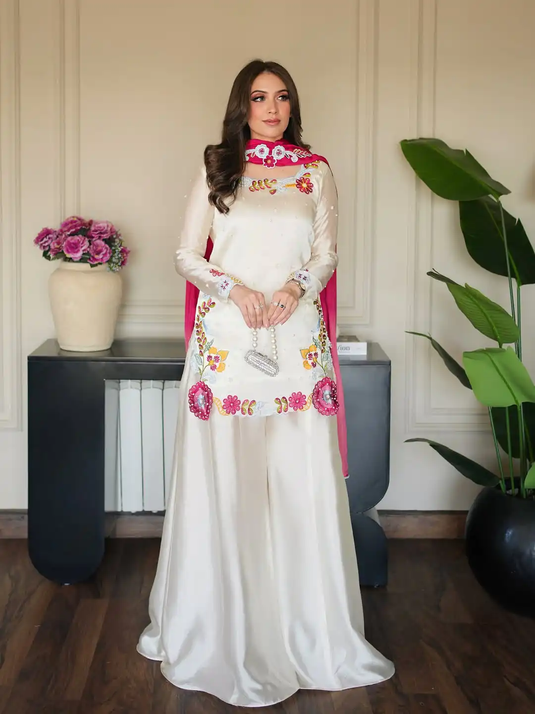 VLM 338 White Color Roman Silk Salwar Suit with Embroidery Work. Available at ₹2499 only. Delivery 4-6 Working Days. Shop now. | Jump Suits, Salwar suit, Designer Suits, Casual Suits, Creative suits, Palazzo Suits, Party Wear Suits, Patiala Suits, Straight Suits