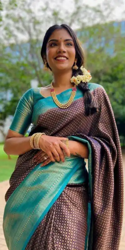 KP 4039 Brown Soft Lichi Silk Cloth Saree Perfect for Wedding, Party, Family Gatherings, Sangeet, Festive Deal ₹1599. Delivery 4-6 Working Days | Sarees, Bollywood Sarees, Creative Sarees, Designer Sarees, Embroidered Sarees, Ethnic Saree, Modern Digital sarees, Party Wear Sarees
