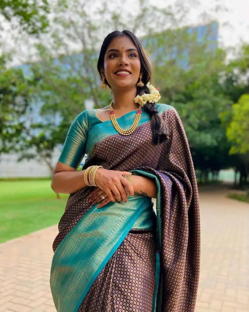 KP 4039 Brown Soft Lichi Silk Cloth Saree Perfect for Wedding, Party, Family Gatherings, Sangeet, Festive Deal ₹1599. Delivery 4-6 Working Days | Sarees, Bollywood Sarees, Creative Sarees, Designer Sarees, Embroidered Sarees, Ethnic Saree, Modern Digital sarees, Party Wear Sarees