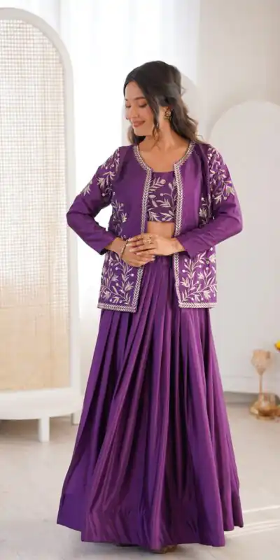 SP 67 Purple Shiny Chinon Silk Sequence Work Lehenga Choli Perfect for Wedding, Party, Ganesh Chaturthi, Baby Shower, Makar Affordable Price ₹2199. /- | Lehenga, Bollywood Lehenga, Creative Lehenga, Designer Lehenga, Embroidered Lehenga, Party Wear Lehenga