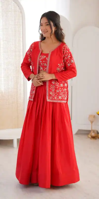 SP 67 Red Shiny Chinon Silk Sequence Work Lehenga Choli Perfect for Wedding, Party, Ganesh Chaturthi, Baby Shower, Makar Affordable Price ₹2199. /- | Lehenga, Bollywood Lehenga, Creative Lehenga, Designer Lehenga, Embroidered Lehenga, Party Wear Lehenga