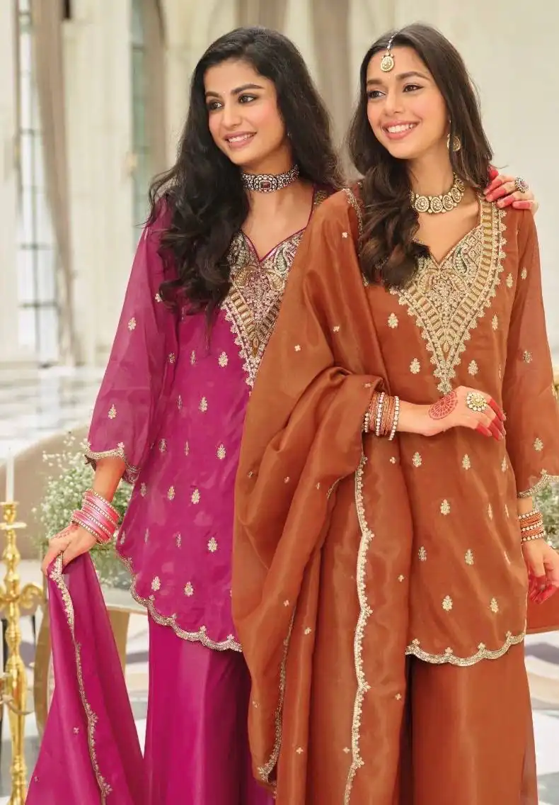 ST 243 Rust Color Natural Crep Salwar Suit with Embroidery Work. Wedding, Party, Festive, Best Price ₹2199. Delivery 4-6 Working Days. Shop now. | Jump Suits, Salwar suit, Designer Suits, Casual Suits, Creative suits, Palazzo Suits, Party Wear Suits, Patiala Suits, Straight Suits
