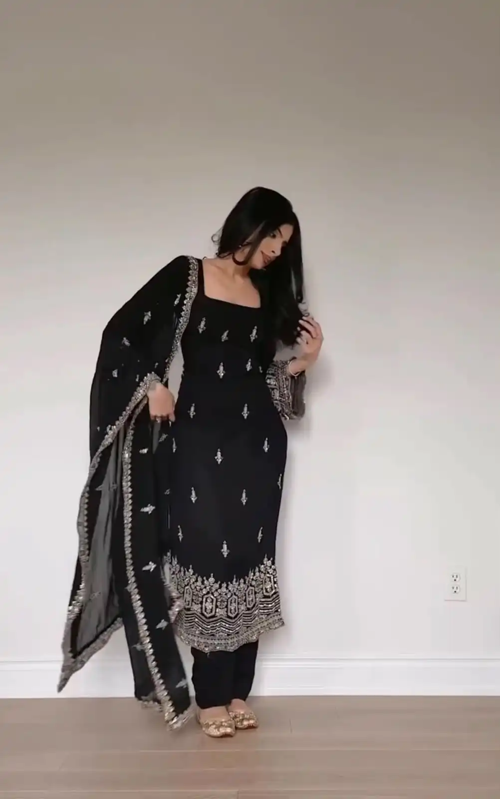 ST 1146 Black in Faux Georgette Embroidery Work Salwar Suit . Available at ₹2099 only. Delivery 4-6 Working Days. Shop now. | Jump Suits, Salwar suit, Designer Suits, Casual Suits, Creative suits, Palazzo Suits, Party Wear Suits, Patiala Suits, Straight Suits