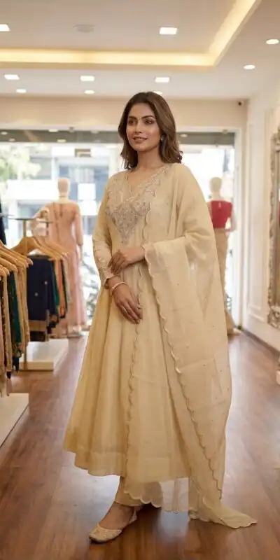 LG 2135 Off White in Cos Moss Mirror Work & Embroidery Work Salwar Suit . Festive Deal ₹2799. Delivery 4-6 Working Days. Shop now. | Jump Suits, Salwar suit, Designer Suits, Casual Suits, Creative suits, Palazzo Suits, Party Wear Suits, Patiala Suits, Straight Suits