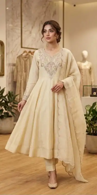 LG 2135 Off White in Cos Moss Mirror Work & Embroidery Work Salwar Suit . Festive Deal ₹2799. Delivery 4-6 Working Days. Shop now. | Jump Suits, Salwar suit, Designer Suits, Casual Suits, Creative suits, Palazzo Suits, Party Wear Suits, Patiala Suits, Straight Suits