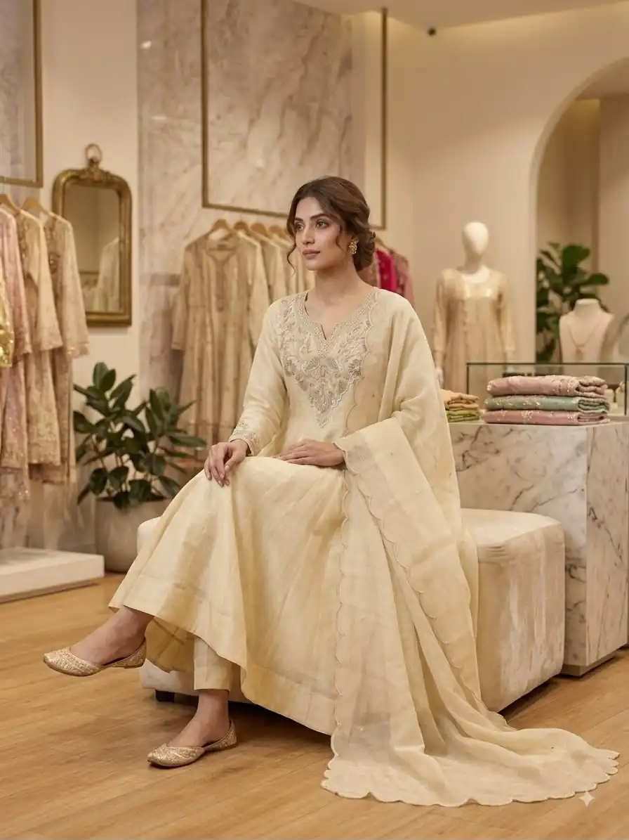 LG 2135 Off White in Cos Moss Mirror Work & Embroidery Work Salwar Suit . Festive Deal ₹2799. Delivery 4-6 Working Days. Shop now. | Jump Suits, Salwar suit, Designer Suits, Casual Suits, Creative suits, Palazzo Suits, Party Wear Suits, Patiala Suits, Straight Suits