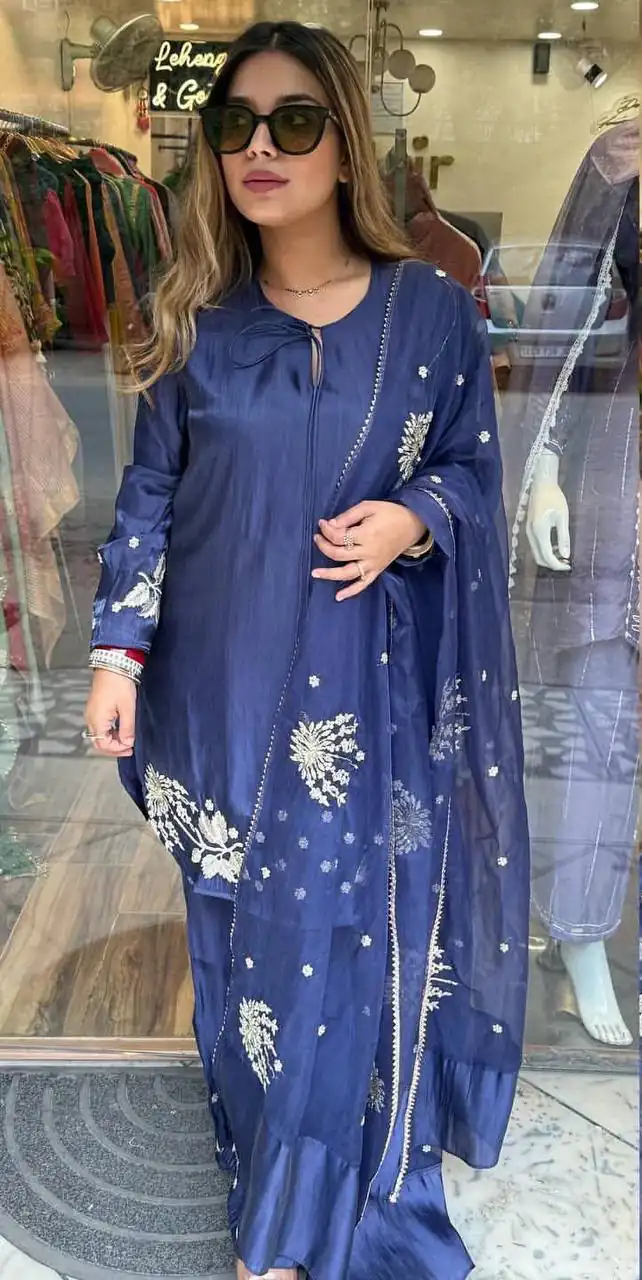 AD 202 Blue in Color Natural Crepe Embroidery Work Salwar Suit . Affordable Price ₹2049. Delivery 4-6 Working Days. Shop now. | Jump Suits, Salwar suit, Designer Suits, Casual Suits, Creative suits, Palazzo Suits, Party Wear Suits, Patiala Suits, Straight Suits