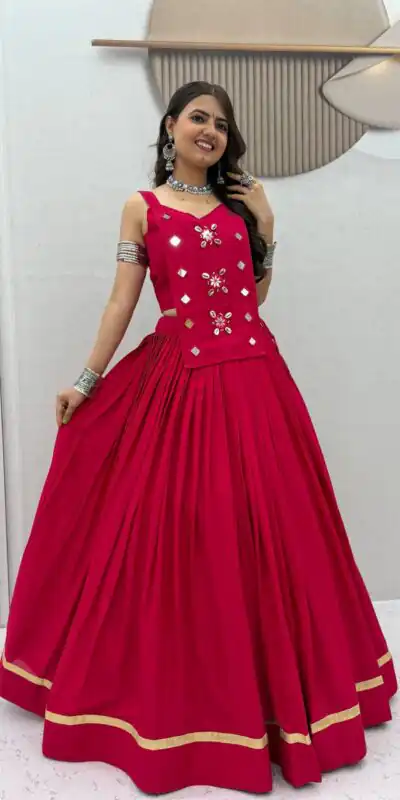 PC 581 Pink Color Pure Cotton Lehenga Choli with Cowrie Work. Festive Deal ₹2999. Delivery 4-6 Working Days. Online Shop now. | Lehenga, Bollywood Lehenga, Creative Lehenga, Designer Lehenga, Embroidered Lehenga, Party Wear Lehenga