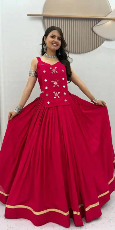 PC 581 Pink Color Pure Cotton Lehenga Choli with Cowrie Work. Festive Deal ₹2999. Delivery 4-6 Working Days. Online Shop now. | Lehenga, Bollywood Lehenga, Creative Lehenga, Designer Lehenga, Embroidered Lehenga, Party Wear Lehenga