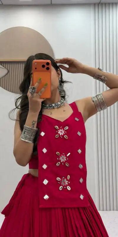 PC 581 Pink Color Pure Cotton Lehenga Choli with Cowrie Work. Festive Deal ₹2999. Delivery 4-6 Working Days. Online Shop now. | Lehenga, Bollywood Lehenga, Creative Lehenga, Designer Lehenga, Embroidered Lehenga, Party Wear Lehenga