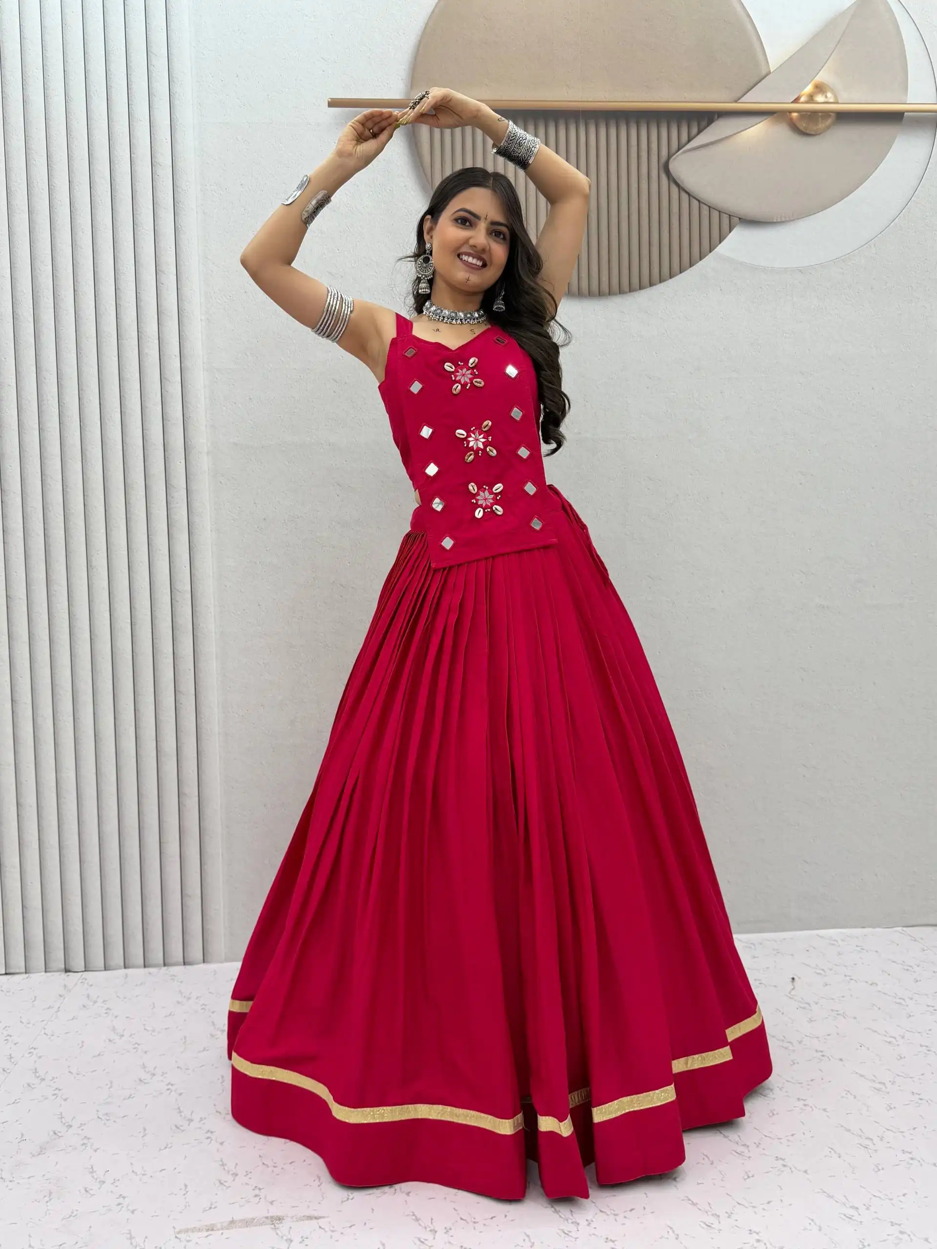 PC 581 Pink Color Pure Cotton Lehenga Choli with Cowrie Work. Festive Deal ₹2999. Delivery 4-6 Working Days. Online Shop now. | Lehenga, Bollywood Lehenga, Creative Lehenga, Designer Lehenga, Embroidered Lehenga, Party Wear Lehenga