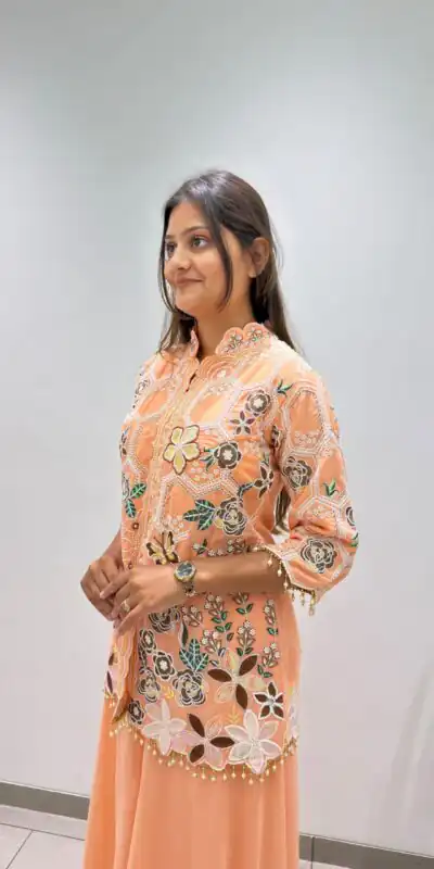 BE 492 Peach in Fox Georgette. Sequins Work & Embroidery Work Salwar Suit Special Price ₹2299. Delivery 4-6 Working Days. Shop now. | Jump Suits, Salwar suit, Designer Suits, Casual Suits, Creative suits, Palazzo Suits, Party Wear Suits, Patiala Suits, Straight Suits