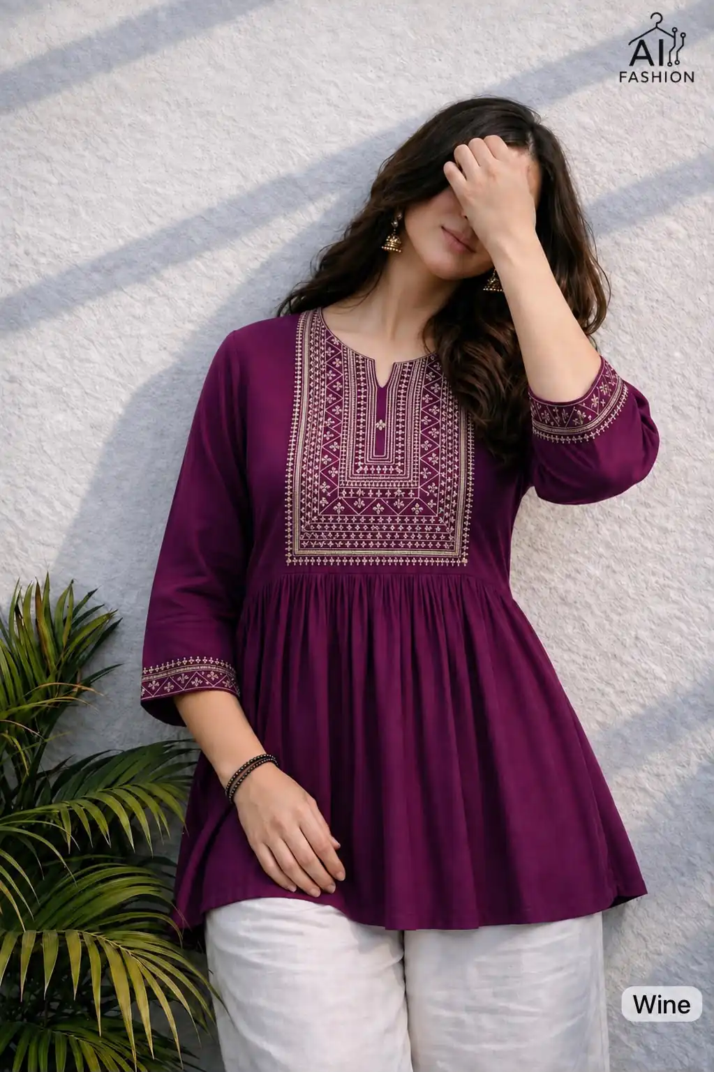 Adaa 2.0 Wine Colour Rayon Cotton Kurti with Embroidery Work. Introductory Price ₹1549. Delivery 4-6 Working Days. Shop now. | Kurti, Bollywood Kurti, Creative Kurtis, Designer Kurti, Party Wear Kurti, Selfie Kurti