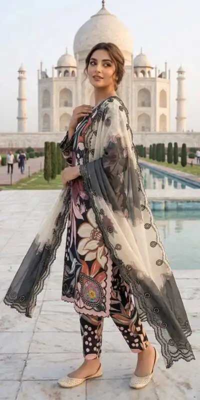 LG 2094 Black Perfect for Wedding, Party, Ganesh Chaturthi, Cultural Events, Durga Puja – Printed Muslin Salwar Suit. Now at just ₹2299. Delivery 4-6 Worki | Jump Suits, Salwar suit, Designer Suits, Casual Suits, Creative suits, Palazzo Suits, Party Wear Suits, Patiala Suits, Straight Suits
