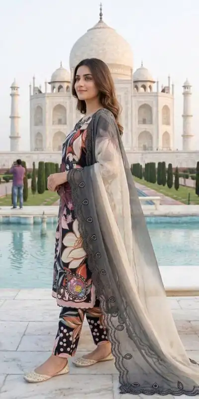 LG 2094 Black Perfect for Wedding, Party, Ganesh Chaturthi, Cultural Events, Durga Puja – Printed Muslin Salwar Suit. Now at just ₹2299. Delivery 4-6 Worki | Jump Suits, Salwar suit, Designer Suits, Casual Suits, Creative suits, Palazzo Suits, Party Wear Suits, Patiala Suits, Straight Suits