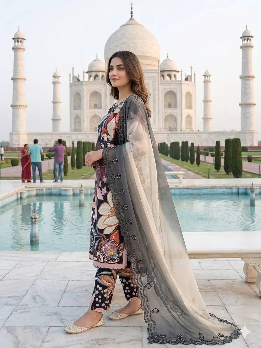 LG 2094 Black Perfect for Wedding, Party, Ganesh Chaturthi, Cultural Events, Durga Puja – Printed Muslin Salwar Suit. Now at just ₹2299. Delivery 4-6 Worki | Jump Suits, Salwar suit, Designer Suits, Casual Suits, Creative suits, Palazzo Suits, Party Wear Suits, Patiala Suits, Straight Suits