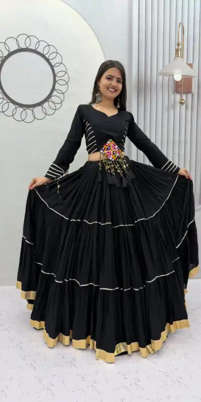 PC 597 Black in Pure Cotton Mirror Work & Gamthi Work Lehenga Choli . Exclusive Offer ₹2899. Delivery 4-6 Working Days. Shop now. | Lehenga, Bollywood Lehenga, Creative Lehenga, Designer Lehenga, Embroidered Lehenga, Party Wear Lehenga
