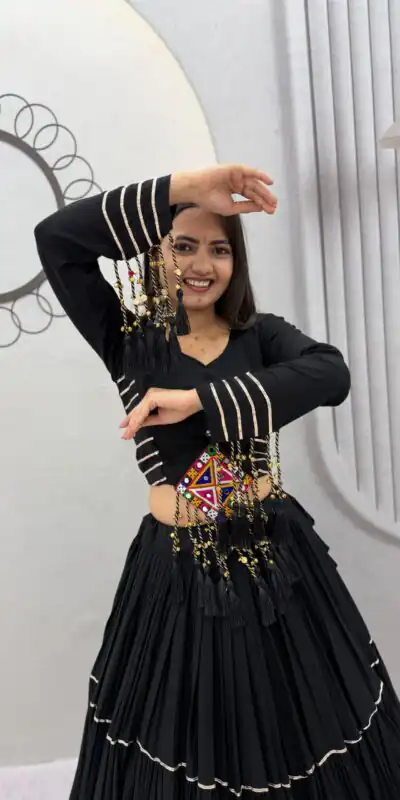 PC 597 Black in Pure Cotton Mirror Work & Gamthi Work Lehenga Choli . Exclusive Offer ₹2899. Delivery 4-6 Working Days. Shop now. | Lehenga, Bollywood Lehenga, Creative Lehenga, Designer Lehenga, Embroidered Lehenga, Party Wear Lehenga