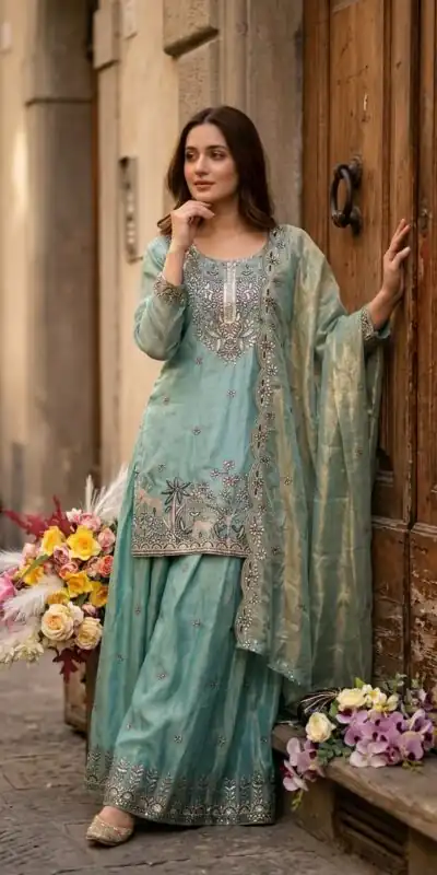 WW 1280 Blue Fendy Silk Salwar Suitwith Embroidery Work & Lace Work. Now at just ₹2449. Delivery 4-6 Working Days. Shop now. | Jump Suits, Salwar suit, Designer Suits, Casual Suits, Creative suits, Palazzo Suits, Party Wear Suits, Patiala Suits, Straight Suits