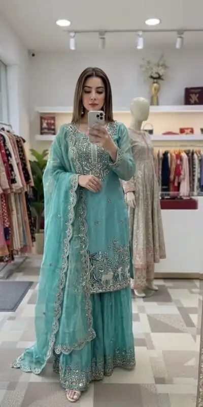 WW 1280 Blue Fendy Silk Salwar Suitwith Embroidery Work & Lace Work. Now at just ₹2449. Delivery 4-6 Working Days. Shop now. | Jump Suits, Salwar suit, Designer Suits, Casual Suits, Creative suits, Palazzo Suits, Party Wear Suits, Patiala Suits, Straight Suits