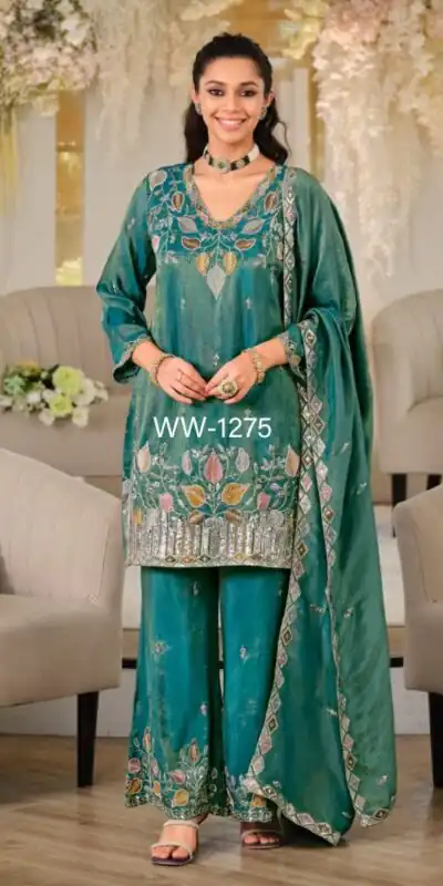 WW 1275 Firozi in Nc Moss Silk Sequins Work & Embroidery Work Salwar Suit . Festive Deal ₹2449. Delivery 4-6 Working Days. Shop now. | Jump Suits, Salwar suit, Designer Suits, Casual Suits, Creative suits, Palazzo Suits, Party Wear Suits, Patiala Suits, Straight Suits