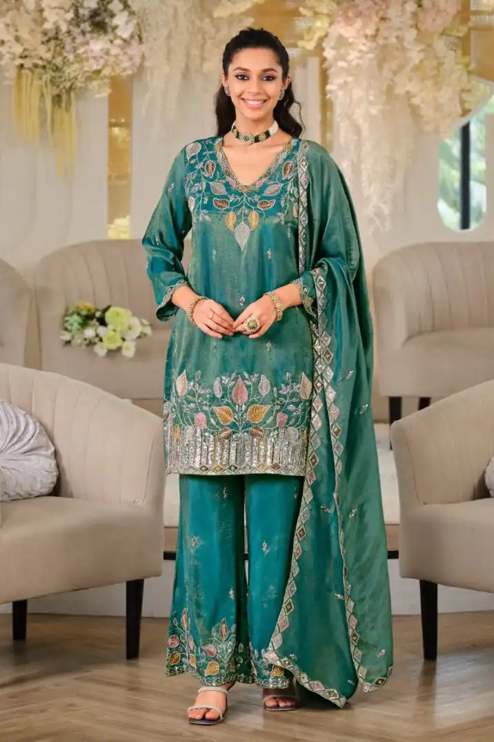 WW 1275 Firozi in Nc Moss Silk Sequins Work & Embroidery Work Salwar Suit . Festive Deal ₹2449. Delivery 4-6 Working Days. Shop now. | Jump Suits, Salwar suit, Designer Suits, Casual Suits, Creative suits, Palazzo Suits, Party Wear Suits, Patiala Suits, Straight Suits