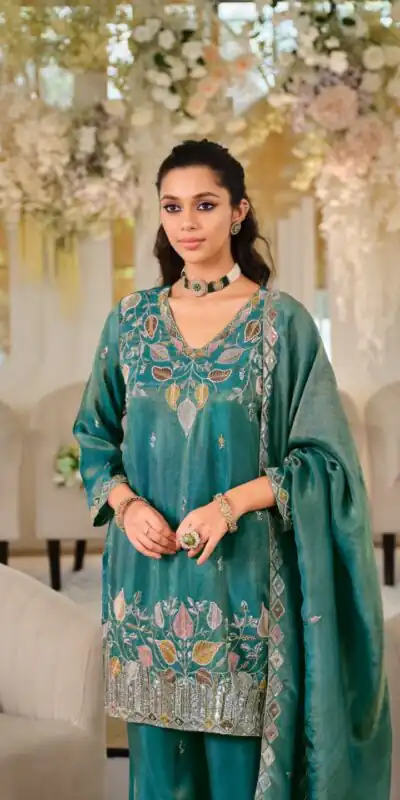 WW 1275 Firozi in Nc Moss Silk Sequins Work & Embroidery Work Salwar Suit . Festive Deal ₹2449. Delivery 4-6 Working Days. Shop now. | Jump Suits, Salwar suit, Designer Suits, Casual Suits, Creative suits, Palazzo Suits, Party Wear Suits, Patiala Suits, Straight Suits