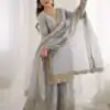 ZSR 3167 Grey Fendy Silk Salwar Suitwith Embroidery Work & Lace Work. Now at just ₹2149. Delivery 4-6 Working Days. Shop now. | Jump Suits, Salwar suit, Designer Suits, Casual Suits, Creative suits, Palazzo Suits, Party Wear Suits, Patiala Suits, Straight Suits
