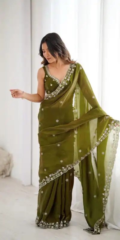 SP 61 Mehandi Color Fendy Silk Saree With Sequins Work. Wedding, Party, Festive, Events Get it for ₹2149. Delivery 4-6 Working Days. Online Best Shop now. | Sarees, Bollywood Sarees, Creative Sarees, Designer Sarees, Embroidered Sarees, Ethnic Saree, Modern Digital sarees, Party Wear Sarees