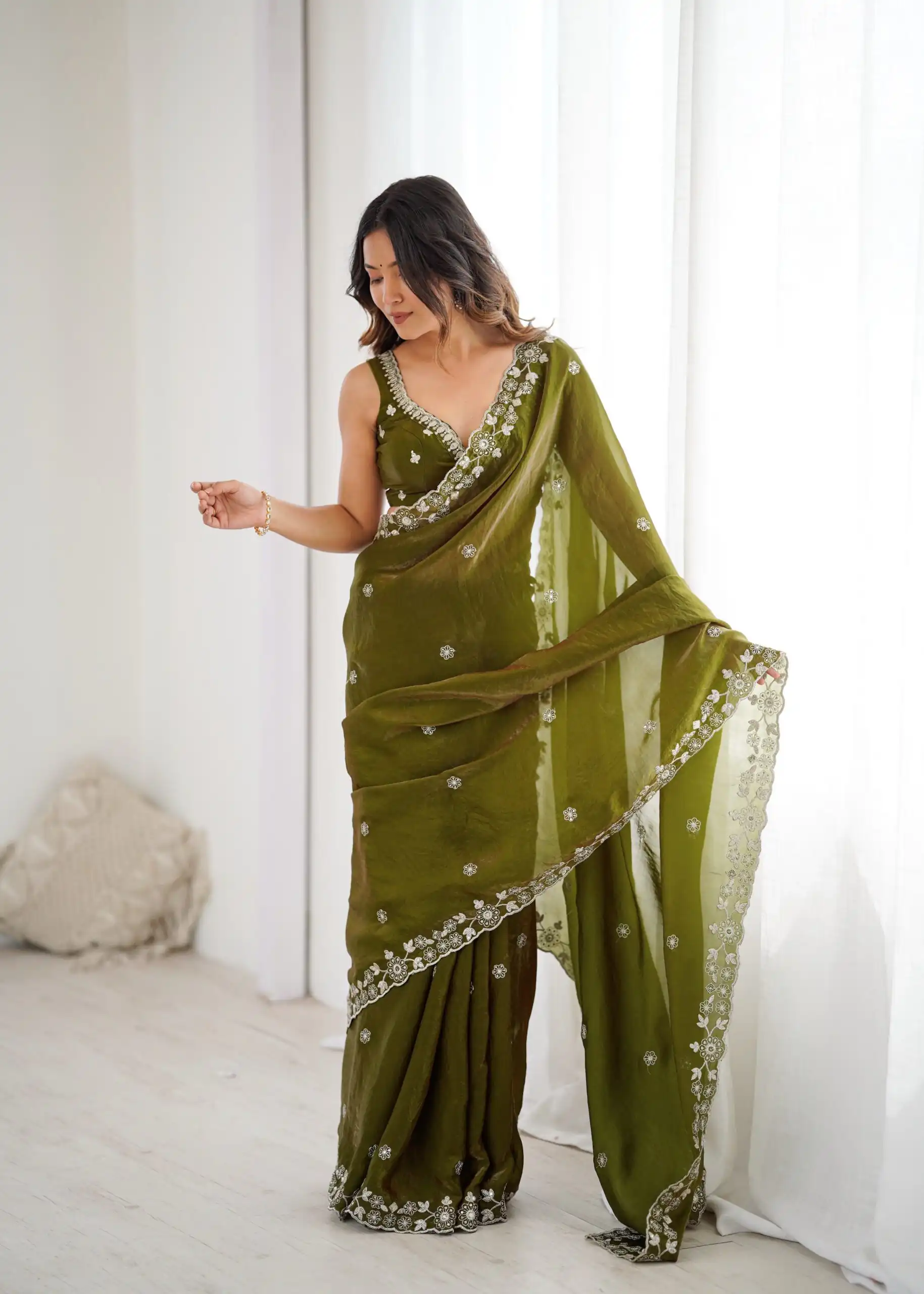 SP 61 Mehandi Color Fendy Silk Saree With Sequins Work. Wedding, Party, Festive, Events Get it for ₹2149. Delivery 4-6 Working Days. Online Best Shop now. | Sarees, Bollywood Sarees, Creative Sarees, Designer Sarees, Embroidered Sarees, Ethnic Saree, Modern Digital sarees, Party Wear Sarees